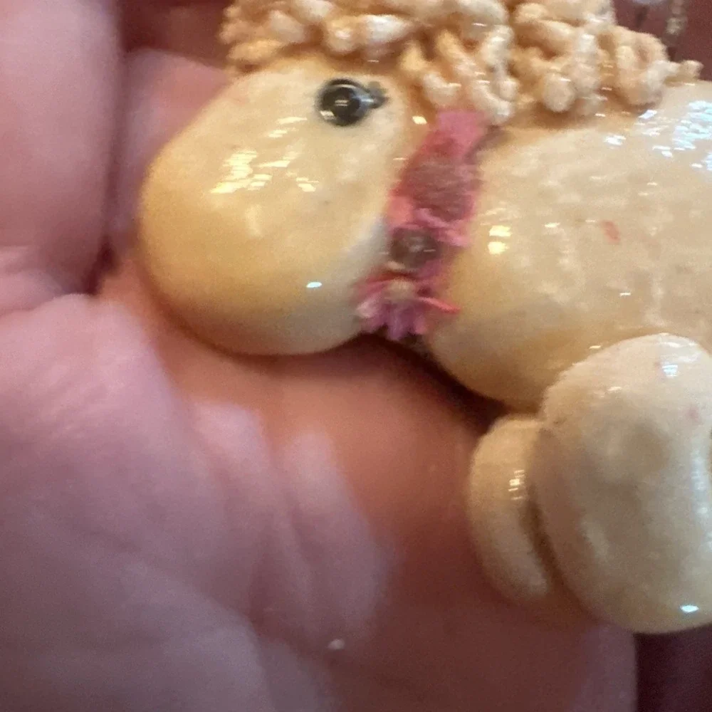4 Vtg Salt Dough Polymer Christmas Ornaments Santa Goose Unicorn Rocking Horse